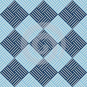 Seamless geometric pattern with white and blue freehand lines vector