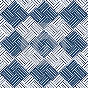 Seamless geometric pattern with white and blue freehand lines vector