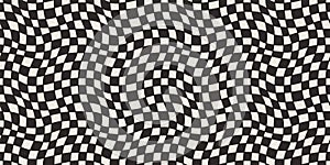 Seamless geometric pattern with woven and distorted checkers