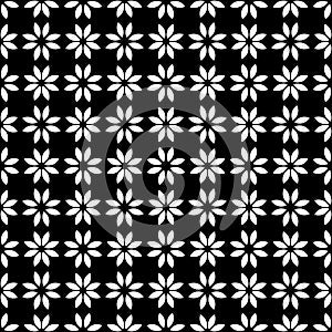 Decorative Seamless Floral Geometric Black & White Pattern Background. Complicated, material.