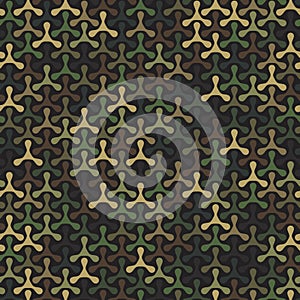 Seamless Geometric Swamp Camo Triplex Shapes on Background Vector Pattern