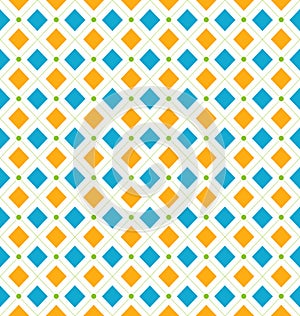 Seamless Geometric Texture with Rhombus and Dots, Funky Contrast photo