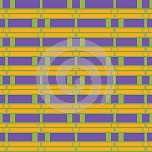 Seamless geometric tile pattern with alternating purple, yellow, and green blocks