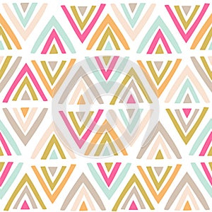 Seamless geometric triangle pattern. Tribal colourful texture. Great for fabric, textile, wallpapaer. Vector illustration