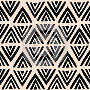 Seamless geometric triangle pattern. Tribal monochrome texture. Great for fabric, textile, wallpapaer. Vector illustration
