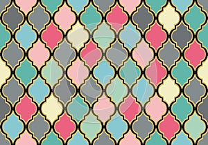 Seamless geometric vintage pattern of shapes in boho pastel colors