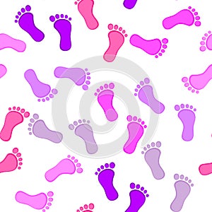 Seamless Girl Pink Baby Foot Pattern