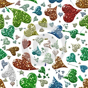 Seamless glittery hearts pattern tile