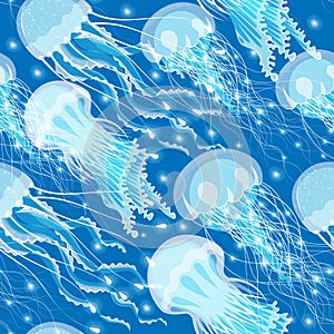 Seamless glowing jellyfish