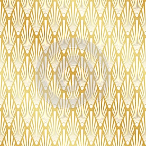 Seamless gold Art Deco palm leaf pattern