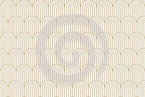 Seamless gold circle line, fence, arch shape pattern, art deco design vector illustration