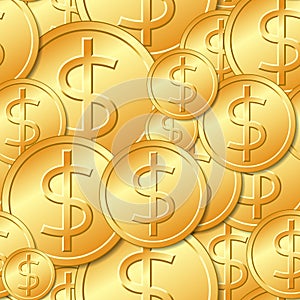 Seamless Gold Dollar Coin Pattern