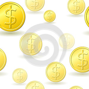 Seamless Gold Dollar Coin Pattern