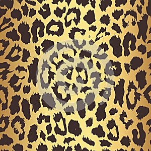Seamless gold leopard print. Vector pattern, texture, background
