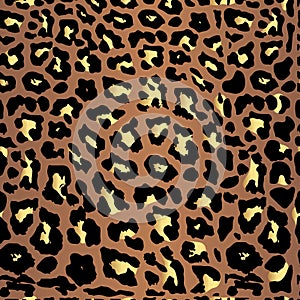 Seamless gold leopard print. Vector pattern, texture, background