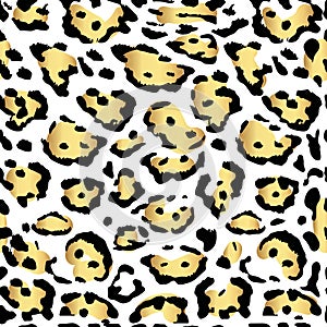 Seamless gold leopard print. Vector pattern, texture, background