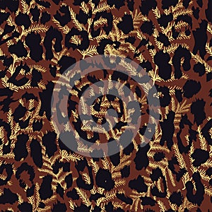 Seamless gold leopard print. Vector pattern, texture, background
