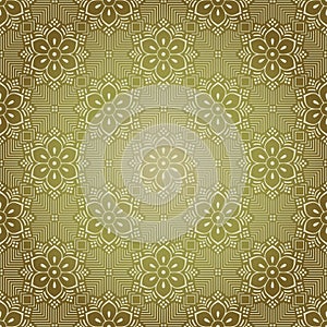 Seamless golden antique floral wallpaper