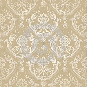 Seamless golden floral damask wallpaper.