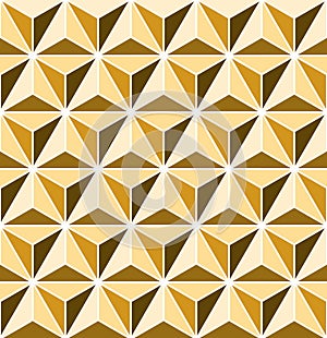 Seamless golden geometric triangle facet pattern background