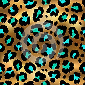 Seamless golden leopard pattern.