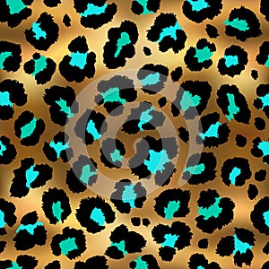 Seamless golden leopard pattern. photo