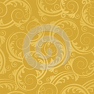 Seamless golden swirls and leaves wallpaper