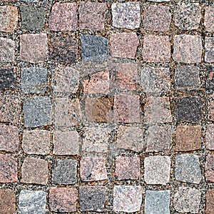 Seamless granite cobblestone pavement texture