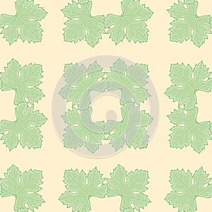 Seamless Grapevine Leaf Squares Pattern Vector