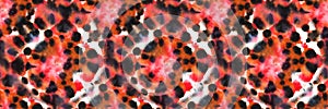 Seamless Graphic Animal Colorful Tie Dye . Repeated Leopard Animal Tie Dye Clothe Pattern. Seamless Watercolor White