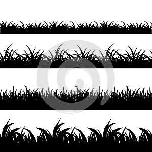 Seamless grass black silhouette vector set