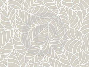 seamless gray abstract background with white leaves