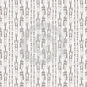 Seamless gray french woven linen rope stripe texture background. Farmhouse ecru flax hemp fiber natural pattern. Organic