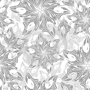 seamless gray openwork pattern of abstract decorative elements on a white background