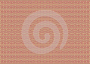 Seamless Greek fret pattern. Red and gold dot pattern. Vector illustration.