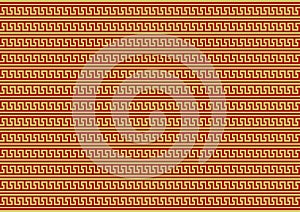 Seamless Greek fret pattern. Red and gold geometric pattern.