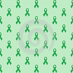 Seamless green awareness ribbon, isolated vector illustration