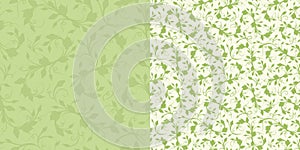 Seamless green floral patterns. Vector illustration.