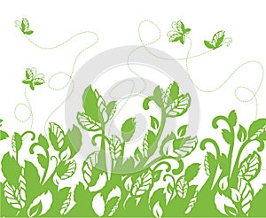 Seamless green foliage border