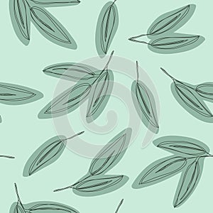 Seamless green leaf pattern. Eucalyptus leaves background.