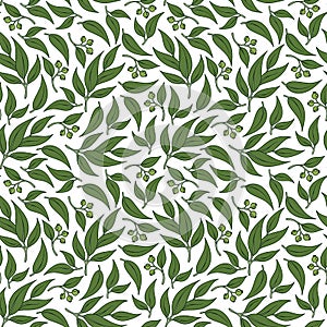 Seamless green leaf pattern.