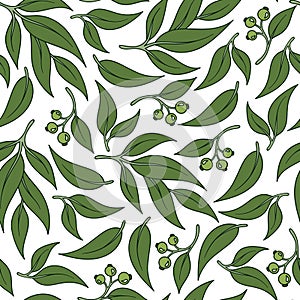 Seamless green leaf pattern.