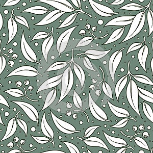 Seamless green leaf pattern.