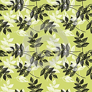 Seamless green leaves background