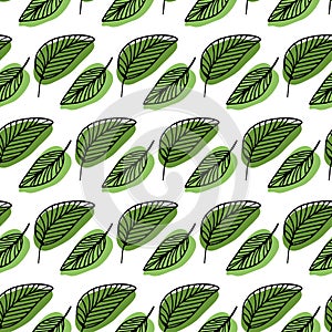 Seamless green leaves pattern vector illustration. Nature background for wallpapers, fabric design. Endless floral