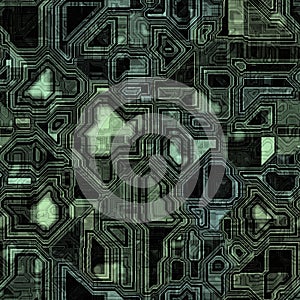 Seamless Green Techno Background