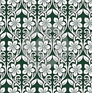 Seamless green vector flower damask pattern