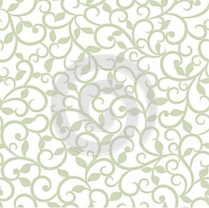 Seamless  green and white floral pattern