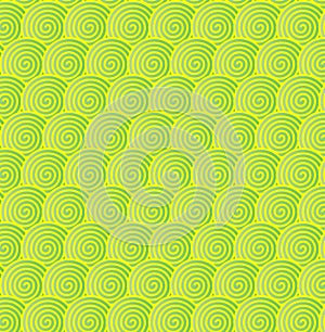 Seamless Green and Yellow Spirals Pattern Background