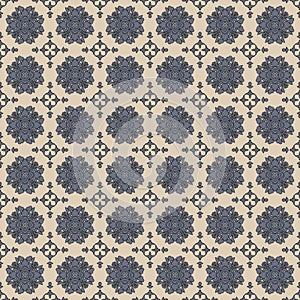 Seamless Grey & Blue Damask Wallpaper Pattern